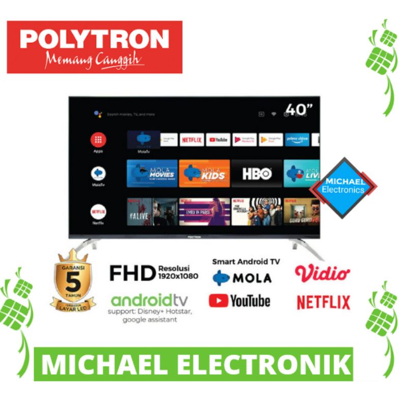 TV LED POLYTRON ANDROID 40" INCHI PLD-40AG9953