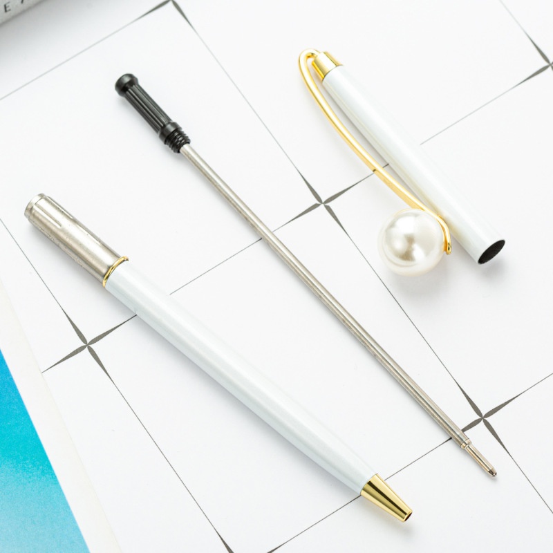 Rotating Pearl Metal Ballpoint Pen Gift Pen Big Pearl Coats Ballpoint Pen for Student Stationery Gifts