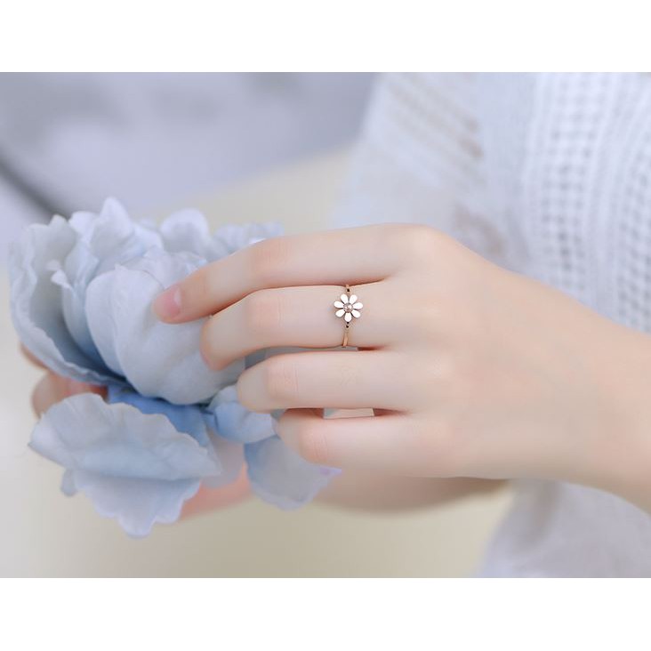 Cincin Stainless Steel Titanium Bunga Daisy Mini Korea Import Anti Karat Wanita Cewek CK037