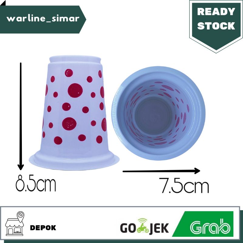 Gelas Plastik Cup Bola Bola Cup Gelas Polkadot Bulat Merah Putih