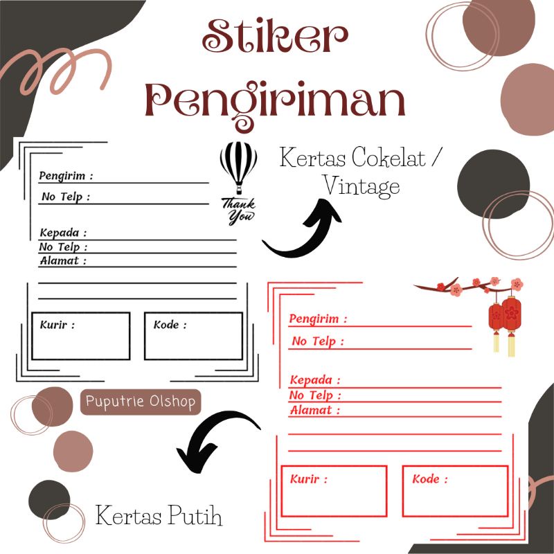 

10 x 10 | Kertas stiker vintage nota pengiriman olshop
