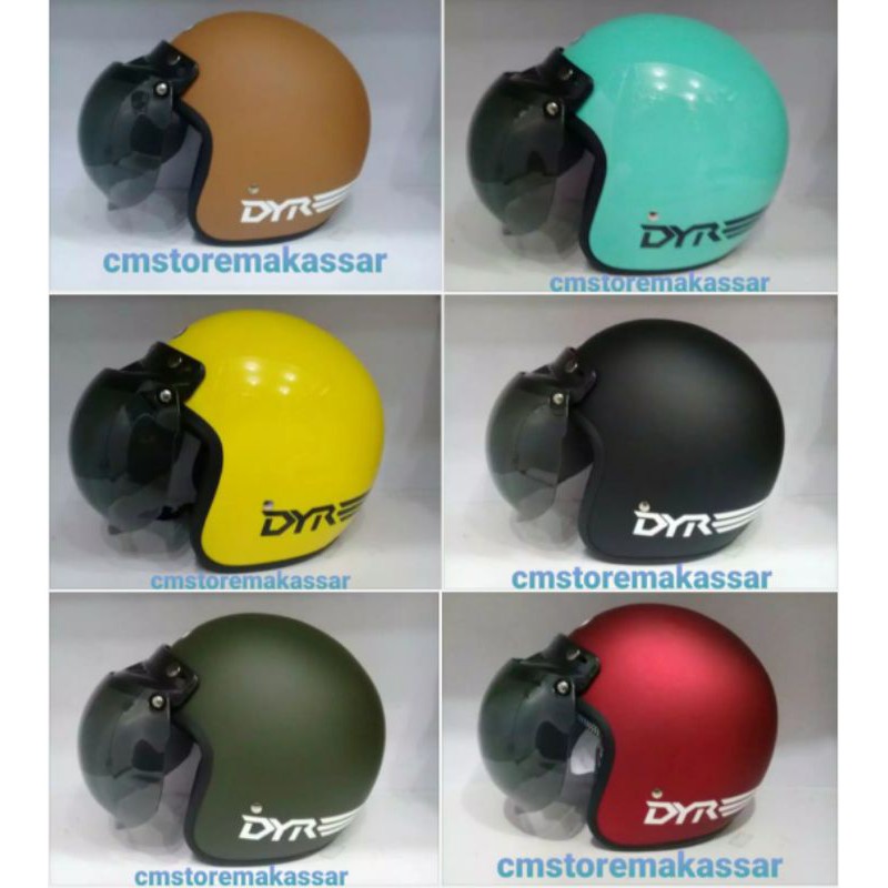 Helm Bogo DYR Retro Kaca Cembung SNI Classic Style cocok untuk Motor Vespa Benelli Japstyle