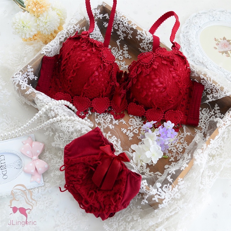 Set Bra dan Celana Dalam Wanita Push Up Motif Lucu