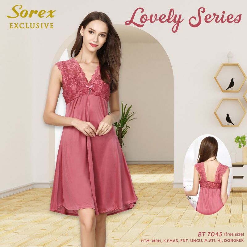 Baju Tidur Sorex Lacey Lingerie Lovely Series Premium Satin Brukat Bunga BT 7045