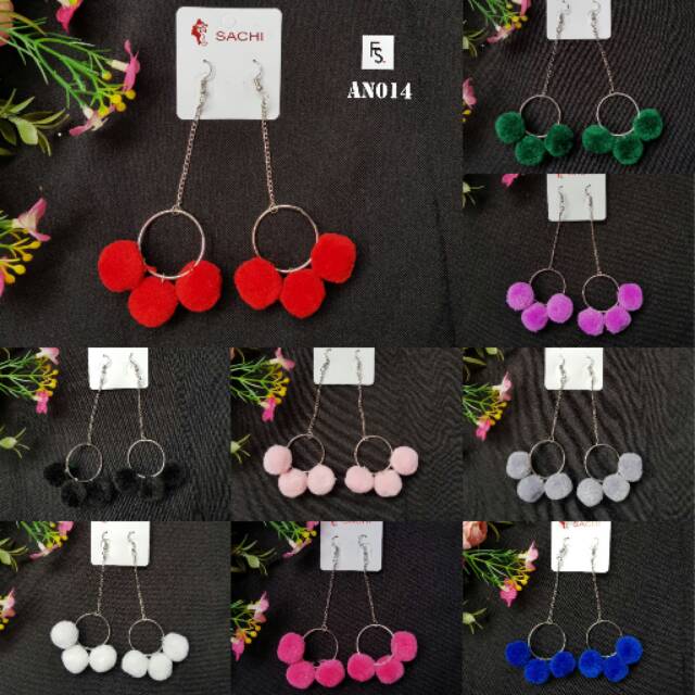 Anting Hijab Panjang Anting Hijab Mewah Anting Hijab Ring Anting Hijab Pompom AN014