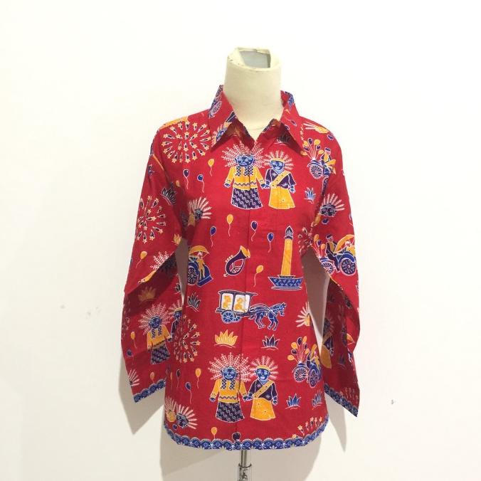 Kemeja Batik Ondel Ondel Tangan Panjang KP05 Seragam Sekolah Batik SMP