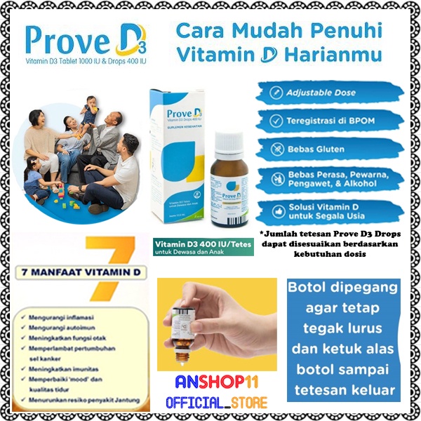 Jual Prove D3 Drop Drops Vitamin D3 400 IU Tetes 12.5 ml untuk Dewasa