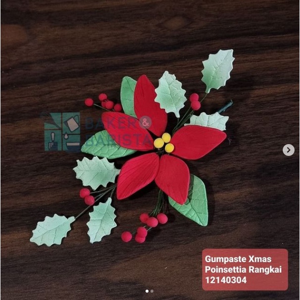 

Gumpaste Xmas Poinsettia Rangkai Hiasan Kue Natal Christmas Cake Decoration Topper Kue Natal Cake Topper Topping Tusukan Kue