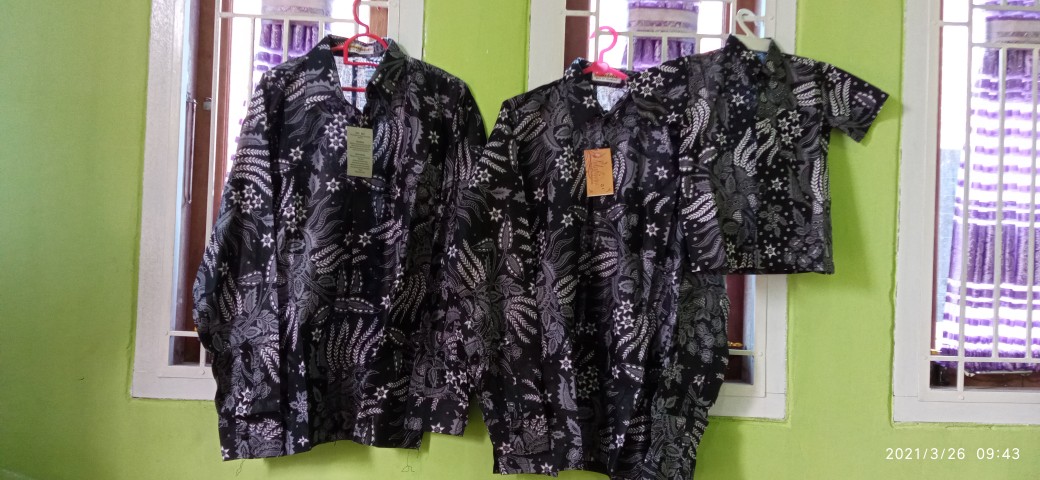 Couple Ayah Anak Batik Manggar Abu Abu
