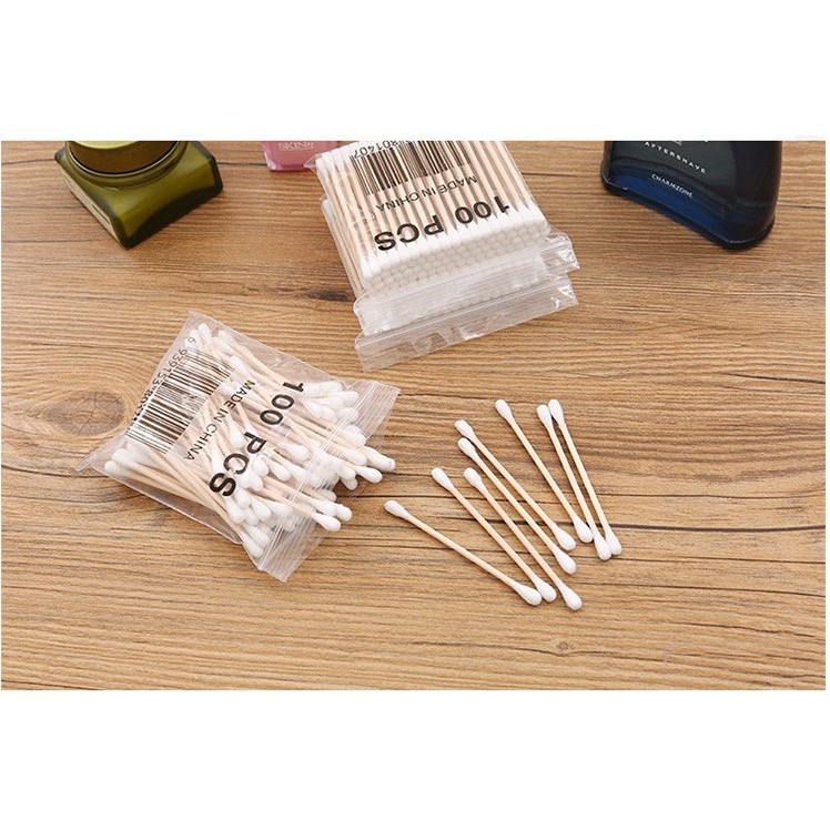 410135 - WOODEN COTTON BUDS 100 PCS / PACK ECOFRIENDLY