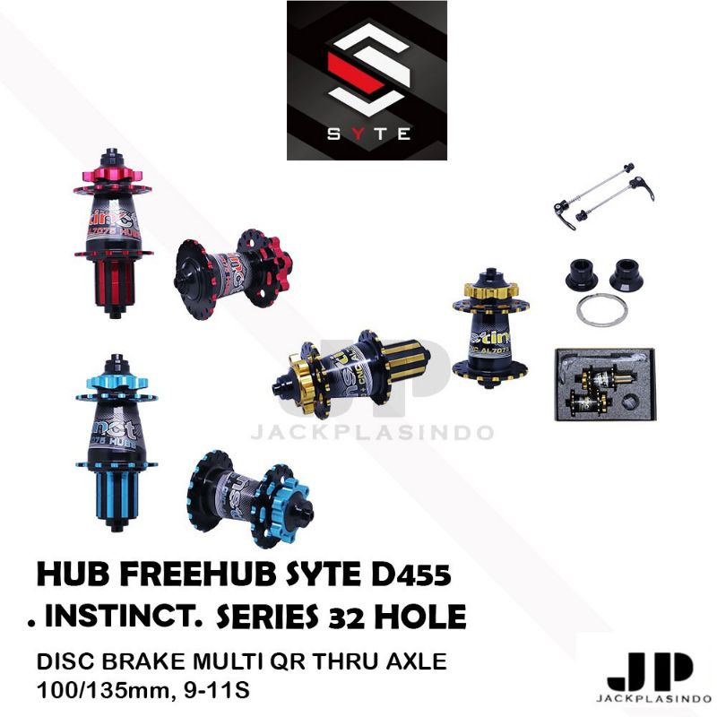 HUB FREEHUB SYTE 32 HOLE +INSTINCT SERIE D455 DISC BRAKE MULTI QR DAN TA 15