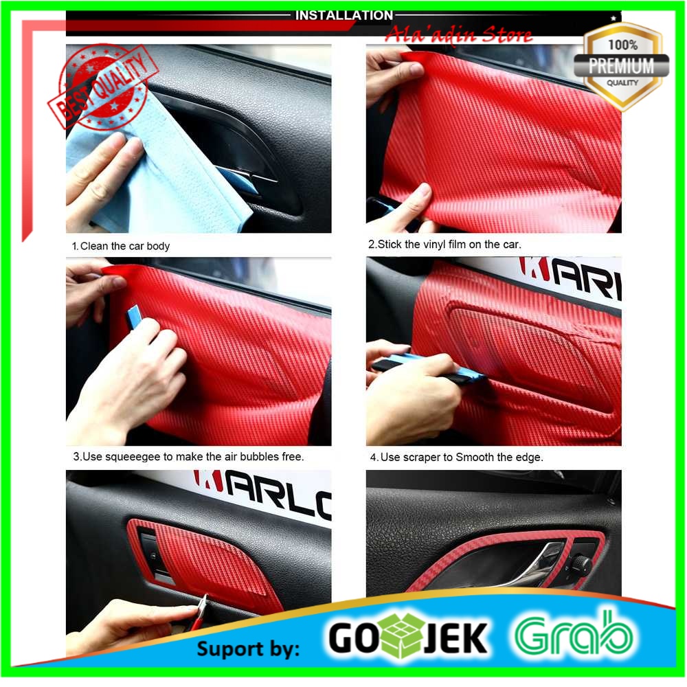 Cuci Gudang Stiker Vinyl Carbon Fiber Mobil Car Wrap 3D Multifungsi 127 x 30 CM