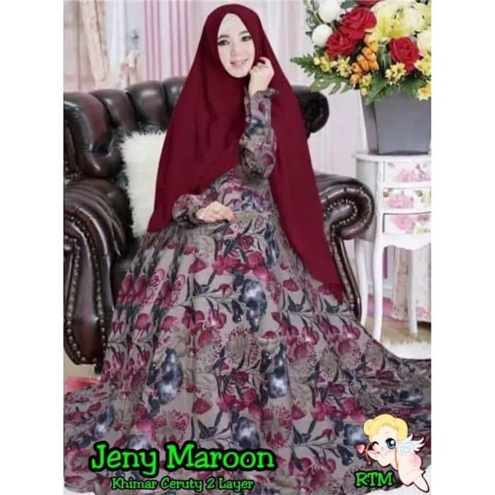 Gamis Dewasa Jumbo Hijau Botol Kain Adem Nbc 01 GE466  SyariBusui Wolfis Monalisa Jenny Fit To Xl -
