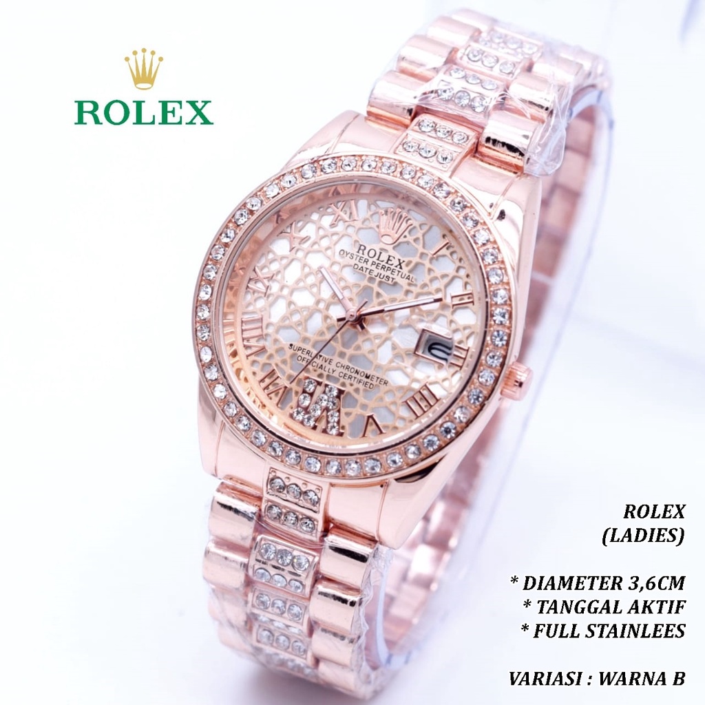 (BISA COD) JAM TANGAN WANITA FASHION RANTAI BODY BULAT DIAMOND TANGGAL AKTIF