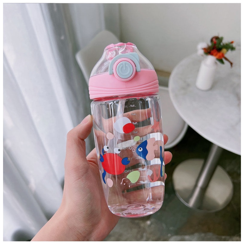 Botol Minum Anak Karakter Kartun Hewan Lucu Ada Gantungan 450ml BPA FREE 2677