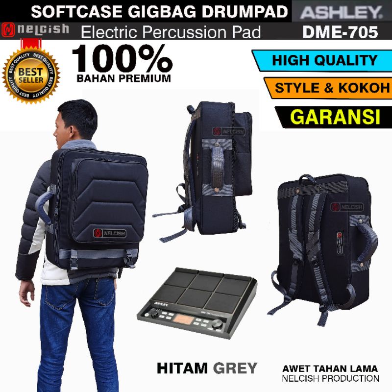 Softcase Tas Gigbag Drum Elektrik ASHLEY DME-705 Original Percussion Drum Pad by NELCISH