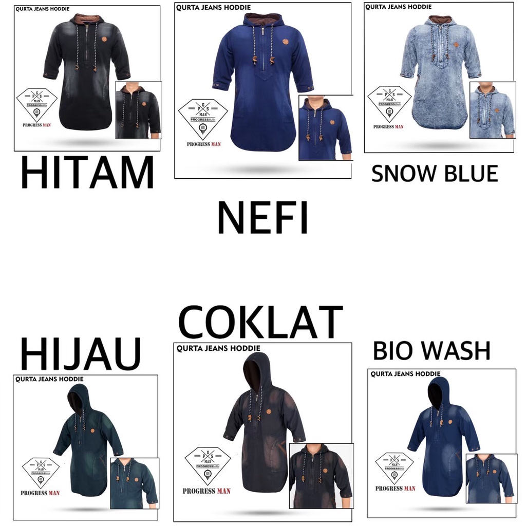 Kurta Pakistan Pria Koko Dewasa Hoodie Zipper Kombinasi Premium Quality Original Progressman Terbaru