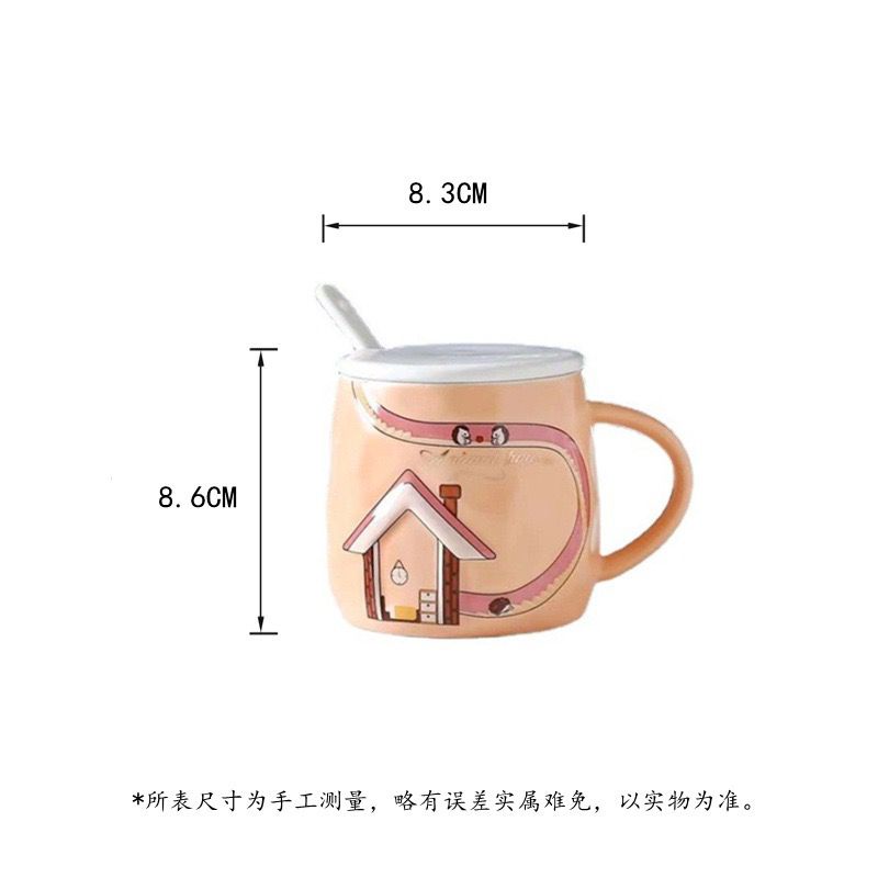 Mug Keramik Cangkir Keramik Kapasitas 420ML Motif House 3D Timbul