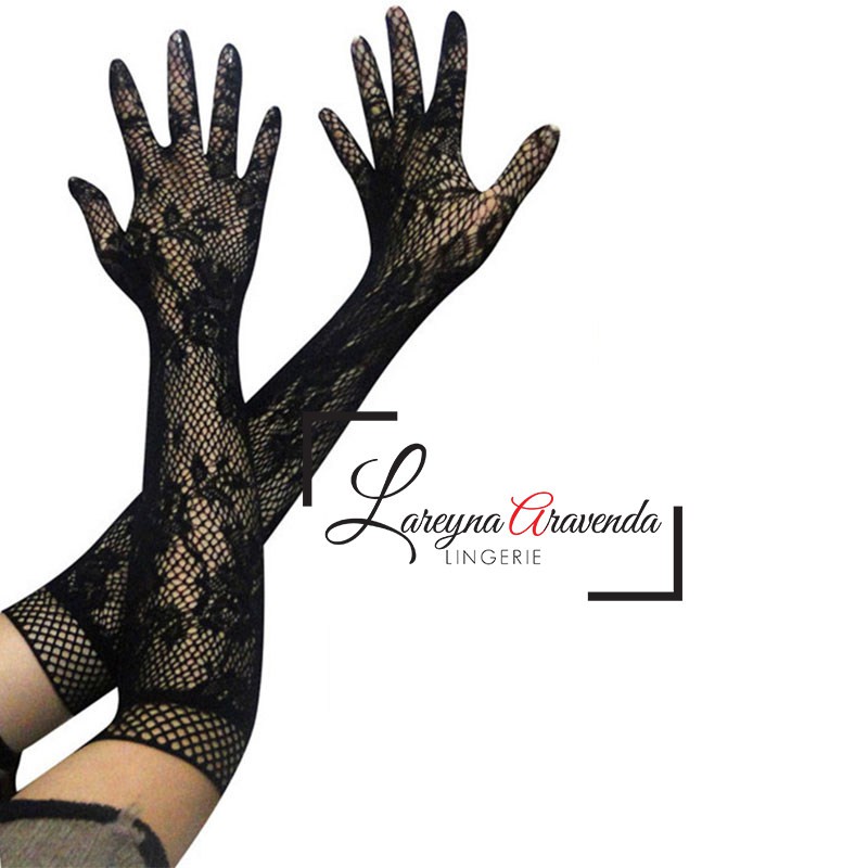 Lareyna Aravenda Sarung Tangan Panjang Sexy Model Jaring Nilon Lace AL005