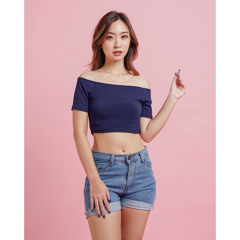 MODAVIE - ROSE TANKTOP Sabrina Crop Top T-Shirt Kaos Pendek Wanita