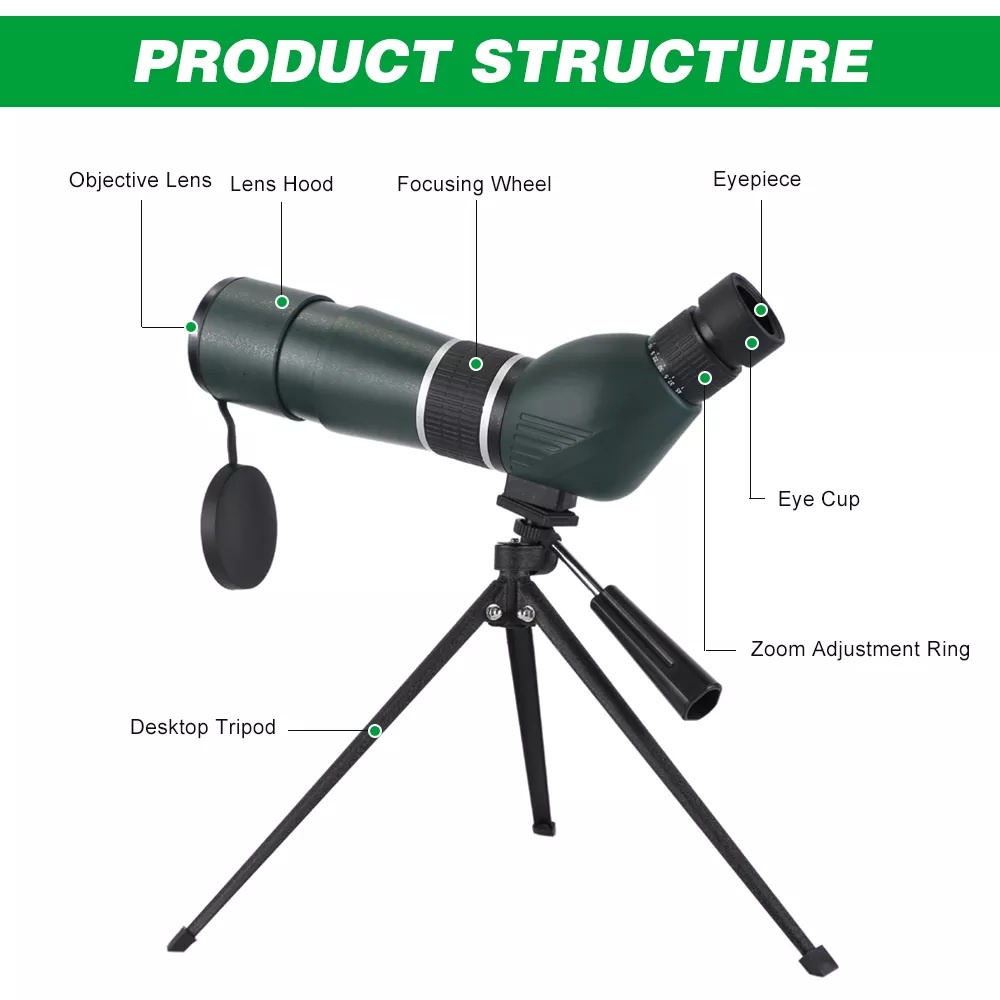 Spotting Scope HD Monocular Single-Tube 15-45x60 - Teleskop Pengamatan