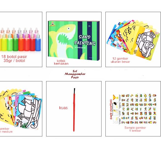 

Special Set Menggambar Pasir Isi 18 warna pasir + 30 gambar sand painting ...