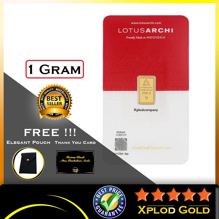 Emas Lotus Archi Logam Mulia Emas Batangan 1 Gram | LM Lotus Archi 1gr Certicard Emas 24 Karat