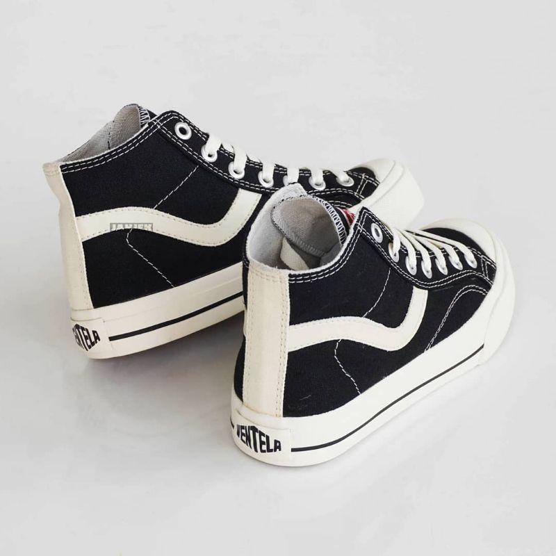 Sepatu Ventela Public High Black White &amp; Black Natural Original 100%