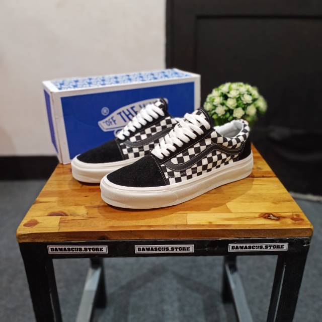 SALE Sepatu Vans Oldskool Checkerboard Black White OG DT Old Skool Catur Hitam Putih Medan