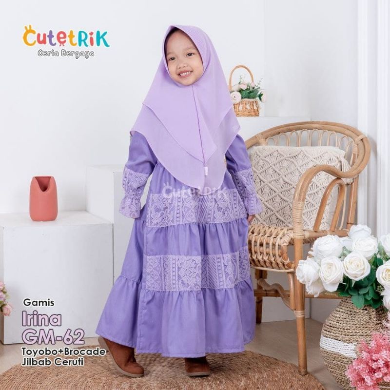 TERLARIS GAMIS ANAK BRUKAT UNGU CUTETRIK GM 62 USIA 2 TAHUN SAMPAI 7 TAHUN BAHAN TOYOBO DAN BRUKAT I