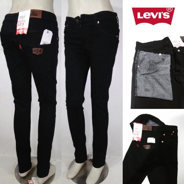 celana jeans levis 523. hitam, wanita/perempuan/cewe, model slimpit/pensil/straight.