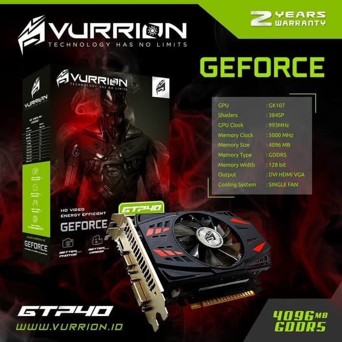 VGA VURRION GT740 4GB DDR5 128Bit GARANSI RESMI 2 TAHUN