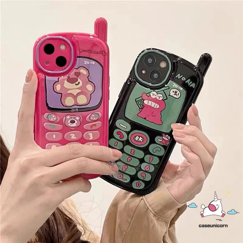 Soft Case Desain Kartun Beruang Buaya Strawberry Untuk iPhone 11 12 13 14 Pro MAX 7 8 Plus X XR XS MAX