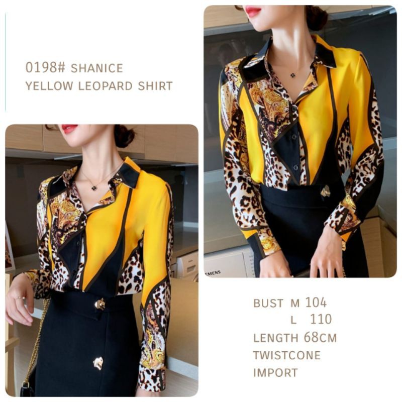 MDLV ~ BM 0198 SHANICE YELLOW LEOPARD SHIRT