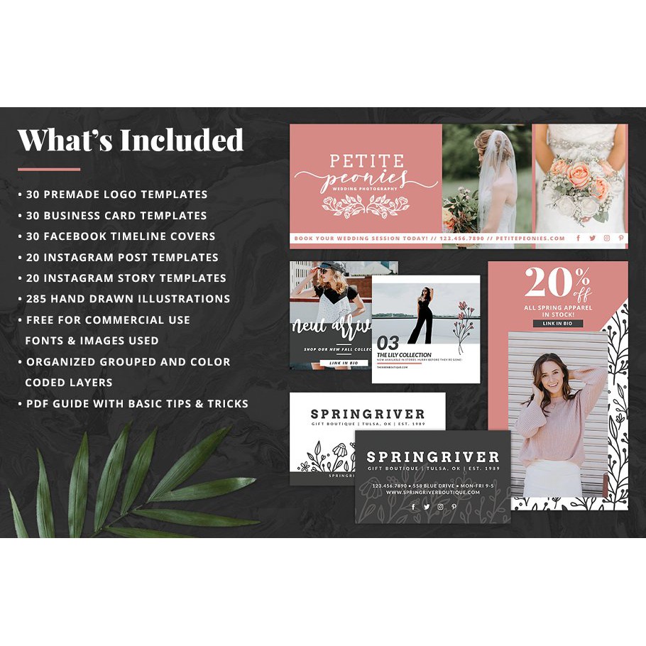 The Hand Drawn Floral Branding And Marketing Kit - Vector Designs - Business Branding
