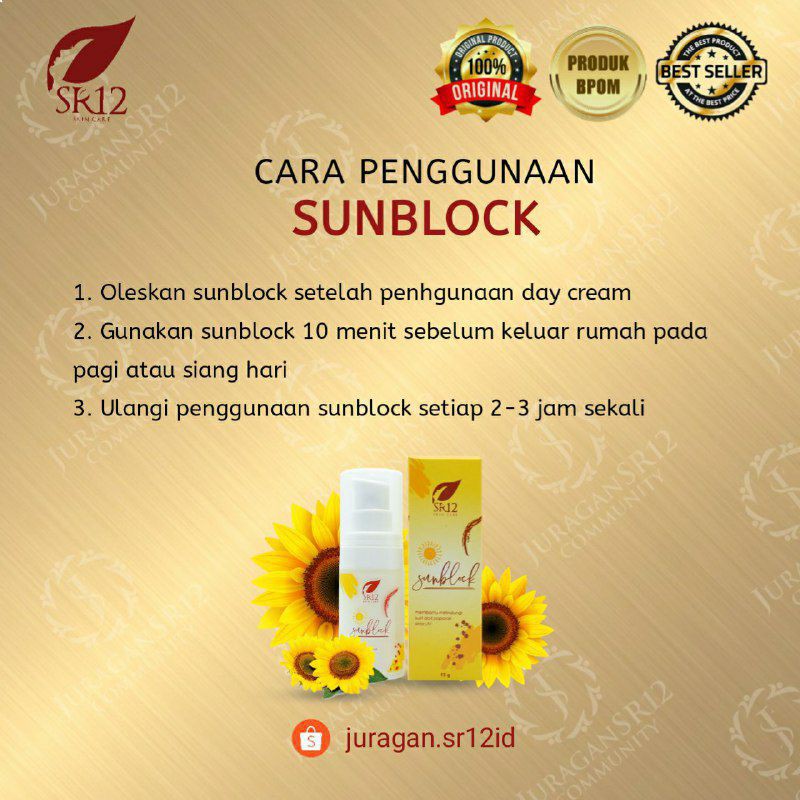 SR12 SUNBLOCK / SUNBLOCK SPF 30++ / SUN BLOCK WAJAH BPOM