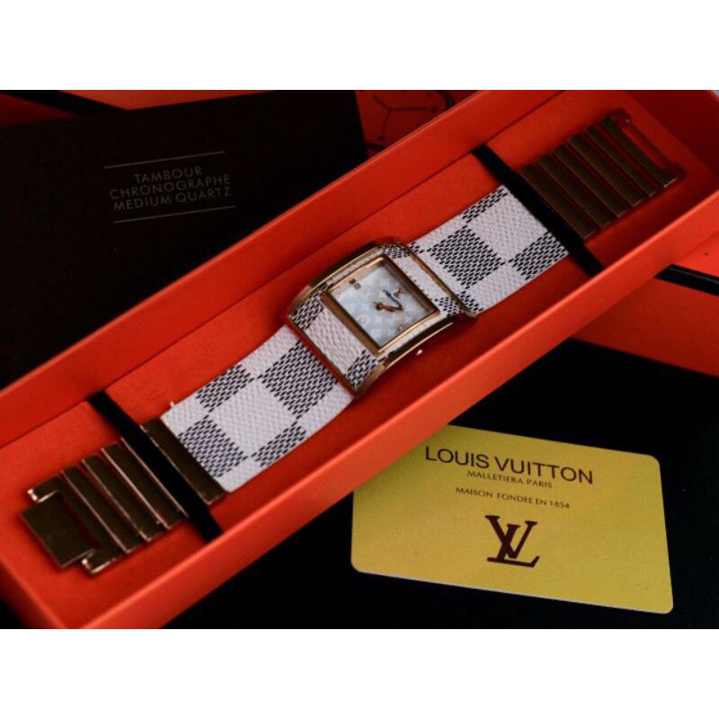 Jam tangan wanita LV paket Analog Bahan Kulit Tanggal Aktif