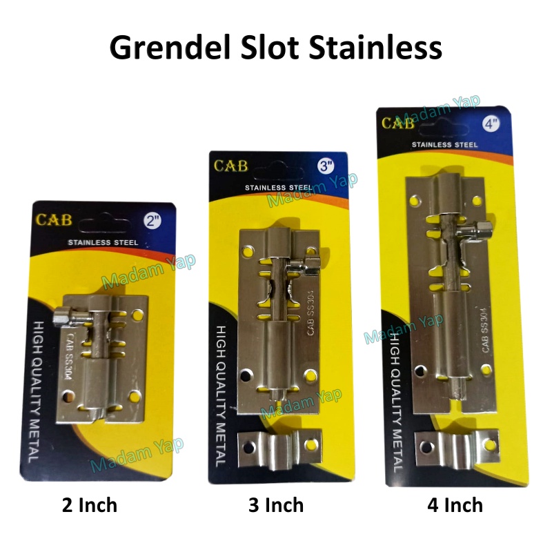 Grendel Pintu 3 Inch Slot Selot Jendela 3 Inc Kunci Kamar Stainlis