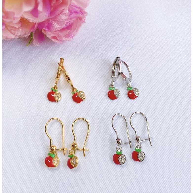 Anting Bayi / Anak Red Apple Lapis Emas 18k