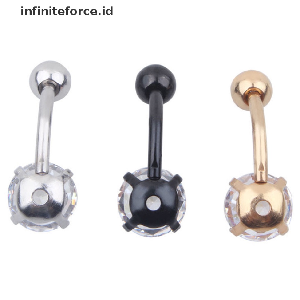 Infiniteforce.id Cincin Tindik Pusar Hias Kristal Berlian Imitasi Untuk Wanita