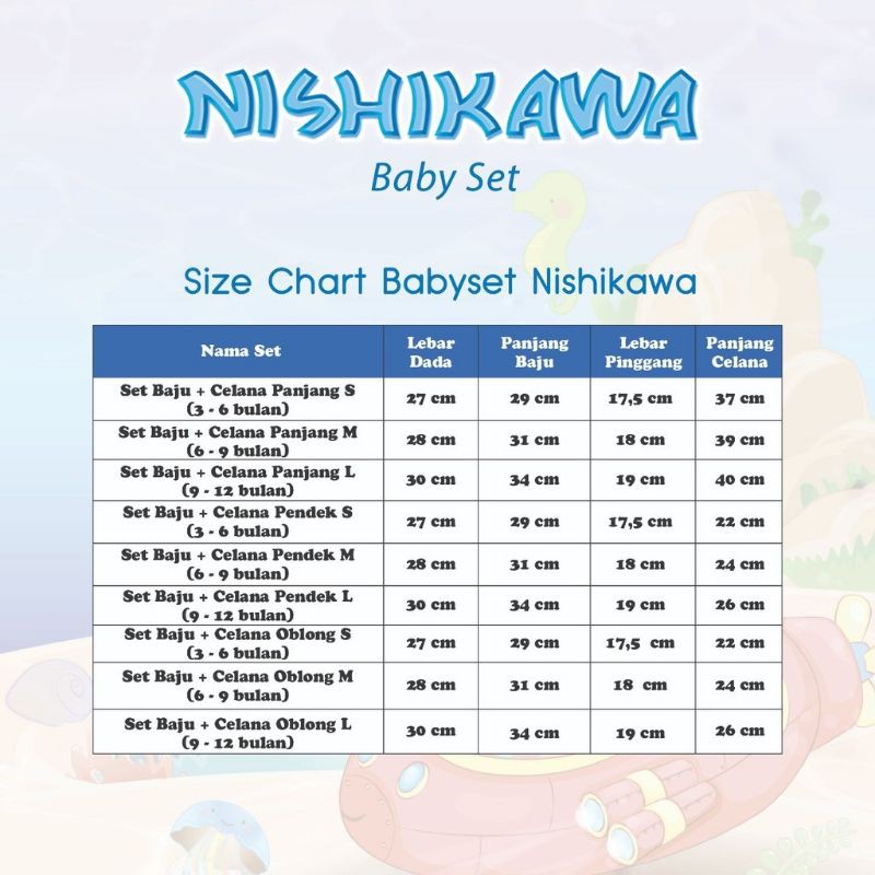 Jelova 3pc Setelan Baju Nishikawa SNI STANDART - Mix Colour