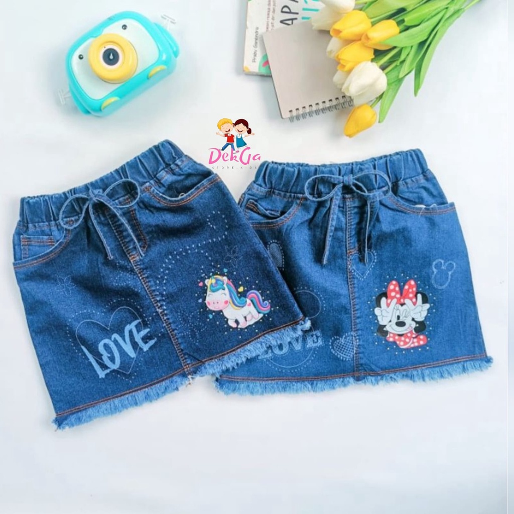 Rok jeans anak 1-9tahun rok tali motif pony miki bawahan rok anak perempuan