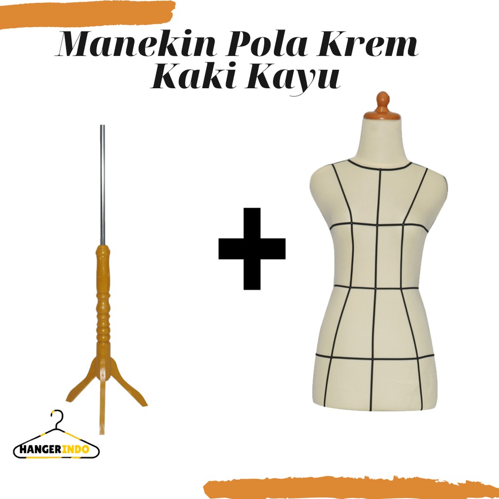 Manekin Pola Krem Kaki Kayu | Manekin Cewek | Patung Display