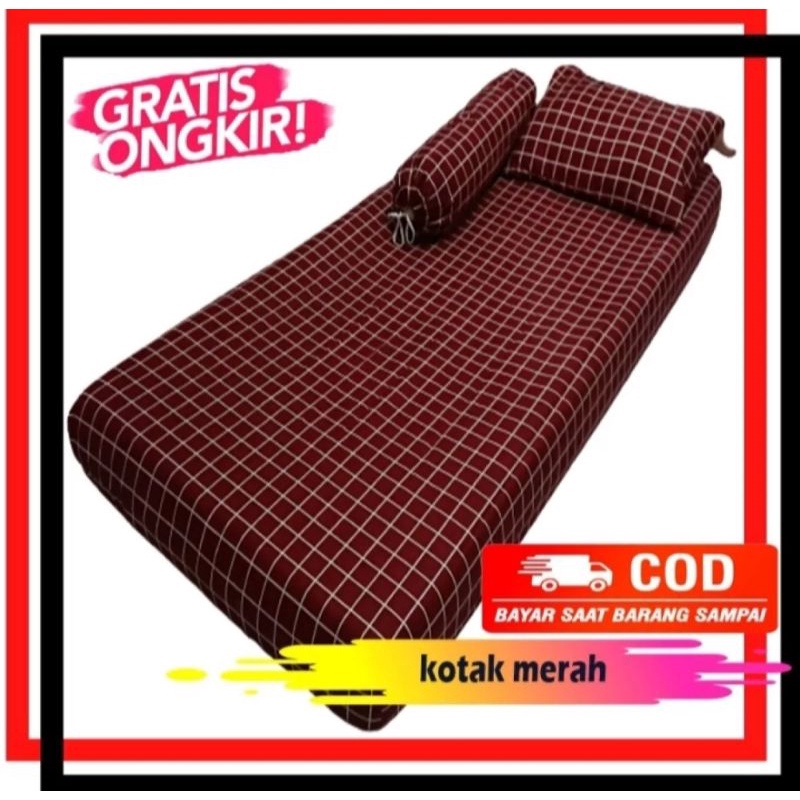 (COD) PROMO SPREI KOTAK WARNA MAROON//SPREI AESTHETIC KOREA//SPREI UNTUK KASUR BUSA DAN SPRING BED//