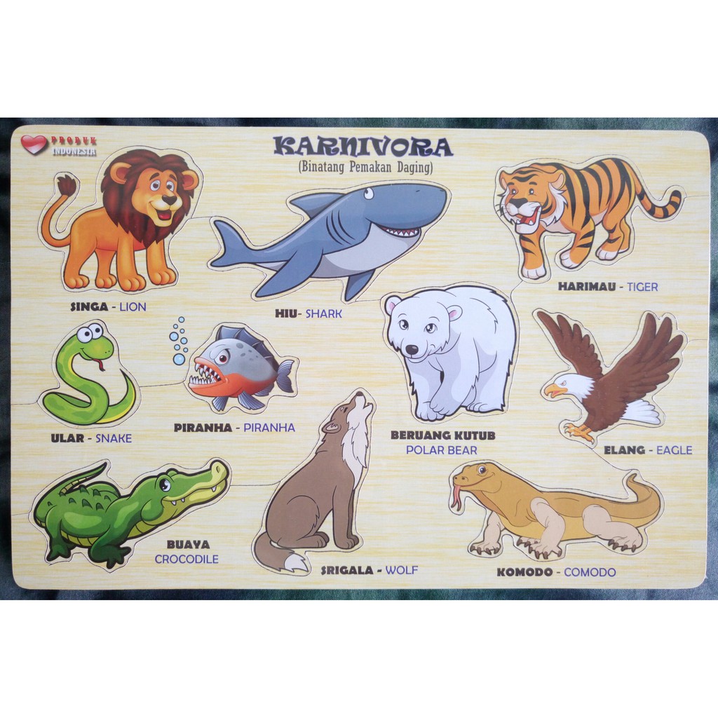 Puzzle Hewan Karnivora Pemakan Daging Buas Puzzel Kayu Edukasi Puzle Puzel Fuzzel Fuzel Shopee Indonesia