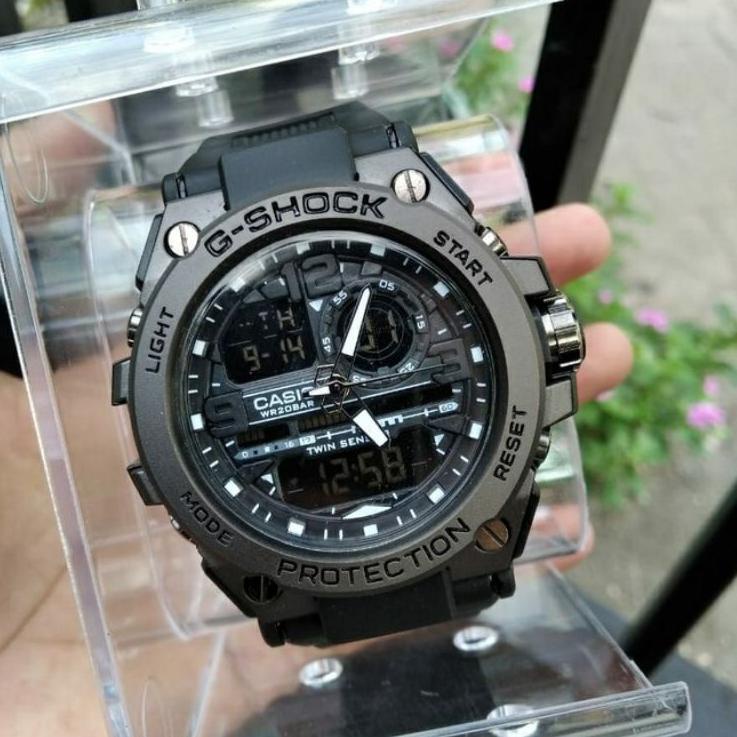 (COD-BFL0 Jam Tangan Pria G Shock GST-8600 Metal Full Black Tampilah Mewah Murah & Elegan Bonus Tas 