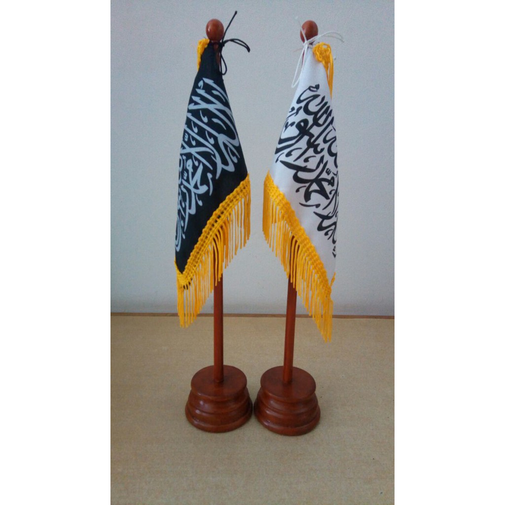 Jual bendera meja tauhid rumbi emas best seller sesuai gambar