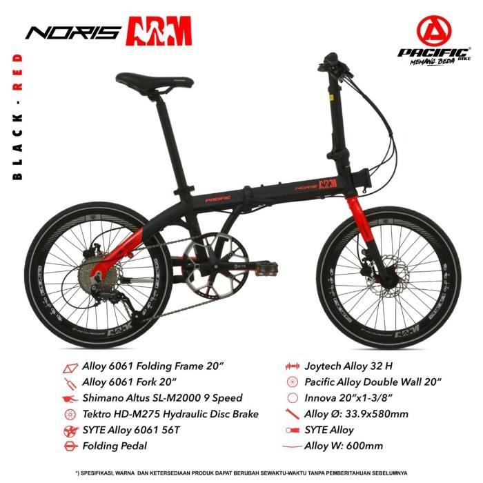 Sepeda Lipat 20 inci Pacific Noris ARM Alloy 9 speed (Ekspedisi)