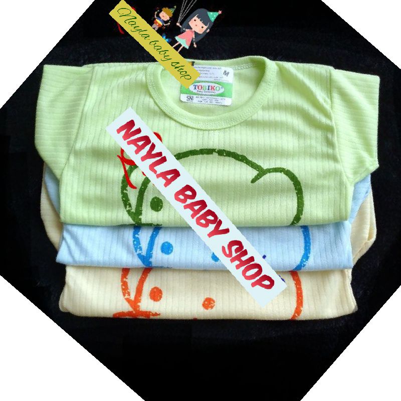 TOBIKO 3pcs Kaos Oblong Anak Bayi Warna Motif Gambar UK S,M,L,XL-2