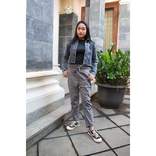 YAOSHI - Celana Panjang Wanita - Baggy Pants  Kasual Gaya Korea